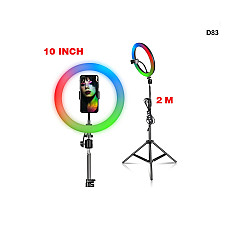 Τρίποδο Δαπέδου Ring Light RGB LED 10 ιντσών με Βάση για Κινητά 210cm με παλέτα χρωμάτων - D83 - Sellzone.bg Τρίποδο Δαπέδου Ring Light RGB LED 10 ιντσών με Βάση για Κινητά 210cm με παλέτα χρωμάτων - D83