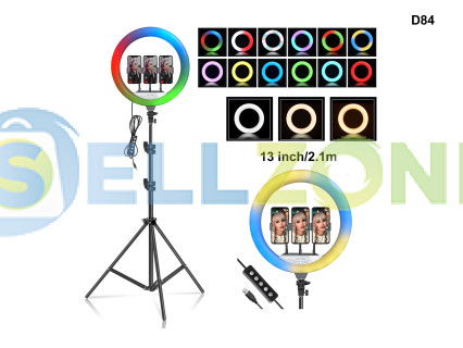 Τρίποδο Δαπέδου Ring Light RGB LED 13 ιντσών με Βάση για Κινητά 210 cm - D84