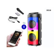 Ασύρματο ηχείο Bluetooth Karaoke + μικρόφωνο, τηλεχειριστήριο και φώτα LED - DD18 - Sellzone.bg Ασύρματο ηχείο Bluetooth Karaoke + μικρόφωνο, τηλεχειριστήριο και φώτα LED - DD18