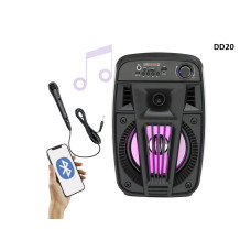 Ασύρματο ηχείο Bluetooth Karaoke + μικρόφωνο, φως LED και buffer - DD20 - Sellzone.bg Ασύρματο ηχείο Bluetooth Karaoke + μικρόφωνο, φως LED και buffer - DD20