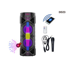 Ηχείο καραόκε Bluetooth με δυνατό μπάσο και φώτα LED + μικρόφωνο και τηλεχειριστήριο - DD23 - Sellzone.bg Ηχείο καραόκε Bluetooth με δυνατό μπάσο και φώτα LED + μικρόφωνο και τηλεχειριστήριο - DD23
