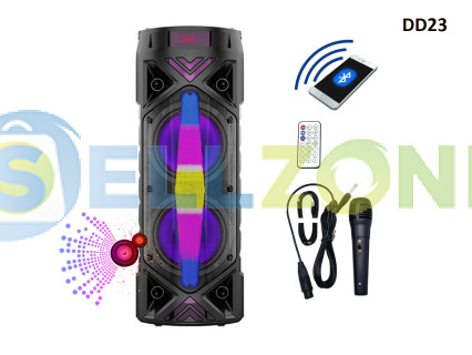 Ηχείο καραόκε Bluetooth με δυνατό μπάσο και φώτα LED + μικρόφωνο και τηλεχειριστήριο  - DD23