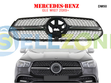 Μπροστινή γρίλια με ασημιές αποχρώσεις τύπου Diamond για Mercedes GLE W167 2019+ - DM50