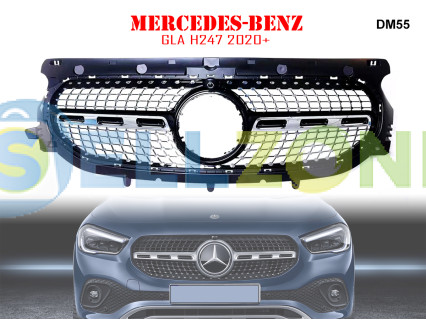 Μπροστινή γρίλια με ασημιές αποχρώσεις για Mercedes GLA H247 2020+ - DM55