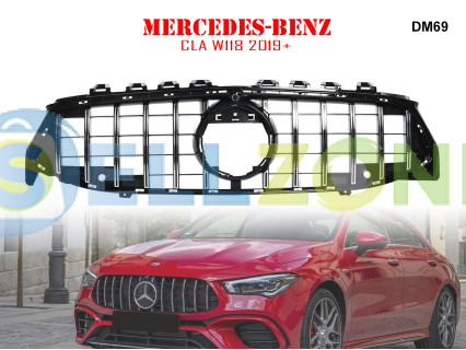 Μπροστινή γρίλια με ασημιές αποχρώσεις τύπου GT για Mercedes CLA W118 2019+ - DM69