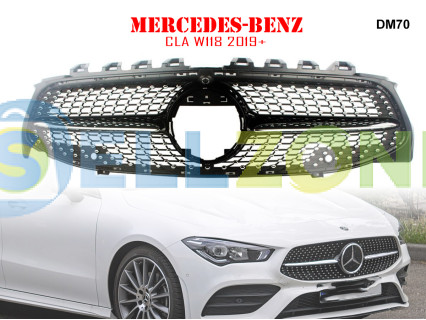 Μπροστινή γρίλια με ασημιές αποχρώσεις τύπου Diamond για Mercedes CLA W118 2019+ - DM70
