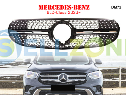 Μπροστινή γρίλια με ασημιές αποχρώσεις τύπου Diamond για Mercedes GLC X253 2019+ - DM72