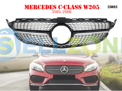 Μπροστινή γρίλια με ασημιές αποχρώσεις τύπου Diamond για Mercedes C W205 - DM85