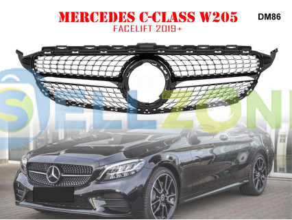 Μπροστινή γρίλια με ασημιές αποχρώσεις τύπου Diamond για Mercedes C W205 - DM86
