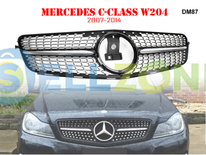 Μπροστινή γρίλια με ασημιές αποχρώσεις τύπου Diamond Mercedes C W204 Diamond Sport - DM87