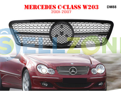 Μπροστινή γρίλια με ασημιές αποχρώσεις τύπου Diamond για Mercedes C W203 - DM88
