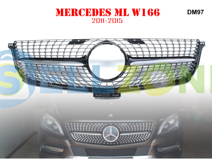 Μπροστινή γρίλια με ασημιές αποχρώσεις τύπου Diamond για Mercedes ML W166 2011-2015 - DM97