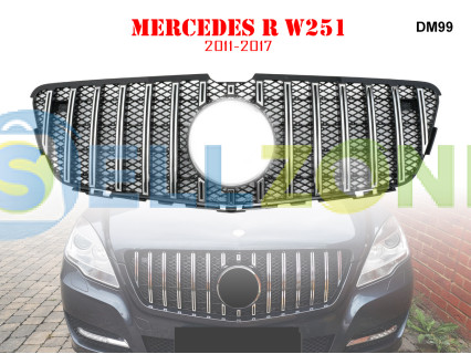 Μπροστινή γρίλια GT με ασημιές αποχρώσεις Mercedes R W251 2011-2017 - DM99