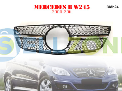 Μπροστινή γρίλια με ασημιές αποχρώσεις τύπου Diamond για Mercedes B W245 2009-2011 - DMb24
