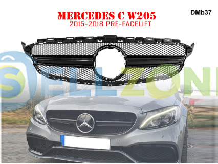 Γρίλια εμπρός προφυλακτήρα Mercedes C W205 Black AMG - DMb37