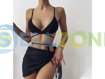 Τριμελές μαγιό παραλίας με φούστα - W0513-W0515