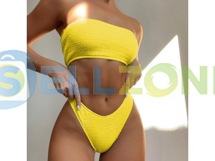 Γυναικείο Στράπλες Στρινγκ Μαγιό σε κίτρινο χρώμα - W0525-W0527