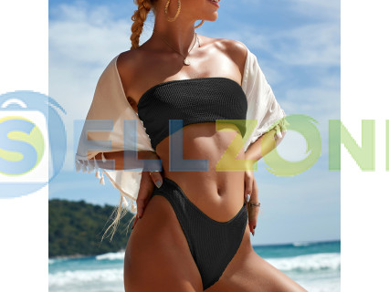 Γυναικείο Στράπλες Στρινγκ Μαγιό μαύρο - W0528-W0530