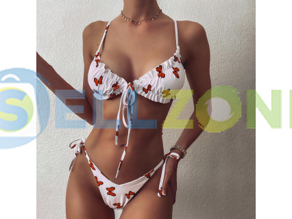Γυναικείο μαγιό δύο τεμαχίων κόκκινο με πεταλουδίτσες - W0698-W0700
