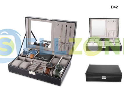 Κουτί για αποθήκευση ρολογιών και αξεσουάρ σε μαύρο χρώμα - D42