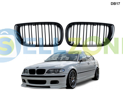 Διπλές M γρίλιες M3 σε γυαλιστερό μαύρο χρώμα για BMW E46 2002-2005 - DB17