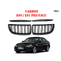 Carbon Διπλές M γρίλιες νεφρά για BMW 3 E90 E91 05-08 - DB43