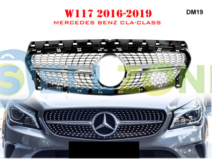 Μπροστινή γρίλια με ασημιές αποχρώσεις για Mercedes CLA W117 16-19 ετών. AMG - DM19
