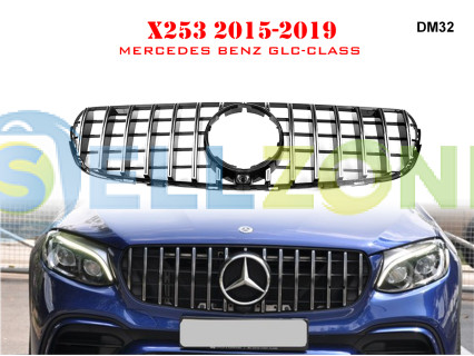 Μπροστινή γρίλια με ασημιές αποχρώσεις για Mercedes GLC X253 15-19. AMG - DM32