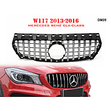 Μπροστινή γρίλια με ασημιές αποχρώσεις τύπου GT Mercedes CLA W117 13-16 ετών. - DM35 - Sellzone.bg Μπροστινή γρίλια με ασημιές αποχρώσεις τύπου GT Mercedes CLA W117 13-16 ετών. - DM35