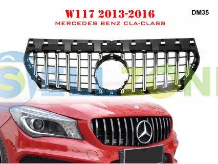 Μπροστινή γρίλια με ασημιές αποχρώσεις τύπου GT Mercedes CLA W117 13-16 ετών. - DM35