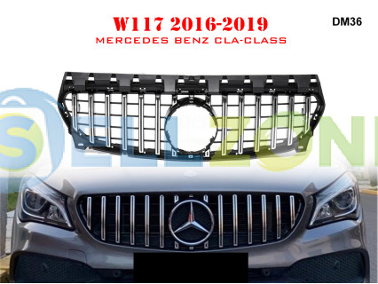 Μπροστινή γρίλια με ασημιές αποχρώσεις τύπου GT για Mercedes CLA W117 16-19 ετών. AMG - DM36
