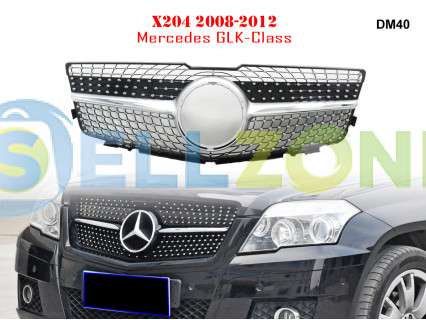 Μπροστινή γρίλια με ασημιές αποχρώσεις τύπου Diamond για Mercedes GLK X204 08-12 AMG - DM40
