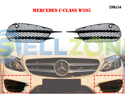 Μαύρες γρίλιες αλογόνου για Mercedes C W205 - DMa34