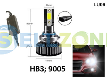 Λευκοί λαμπτήρες LED HB3 9005 χωρίς παρεμβολές ραδιοφώνου - DC 9V-36V - LU06