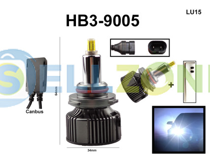 Λαμπτήρες διόδου LED HB3 9005 αλουμινίου με εύκολη τοποθέτηση - 25mm - LU15